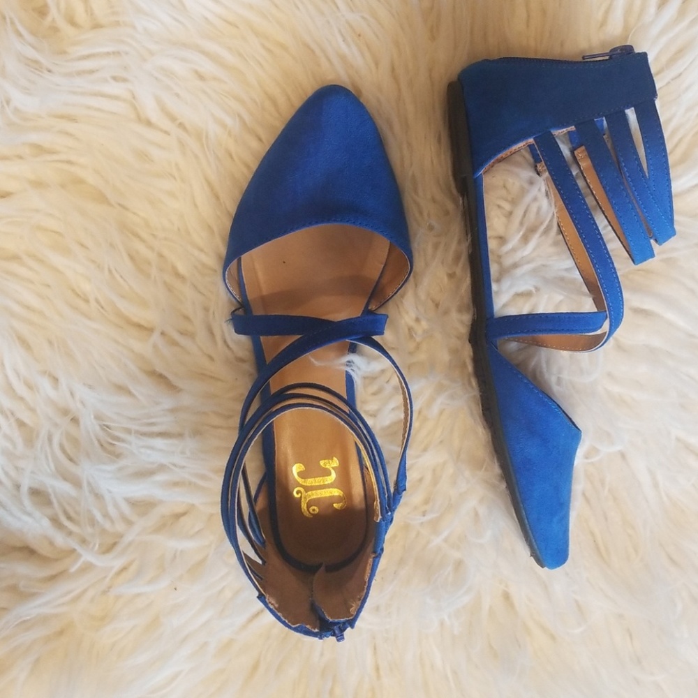 Suede gladiator flats royal blue sz 8 Journey